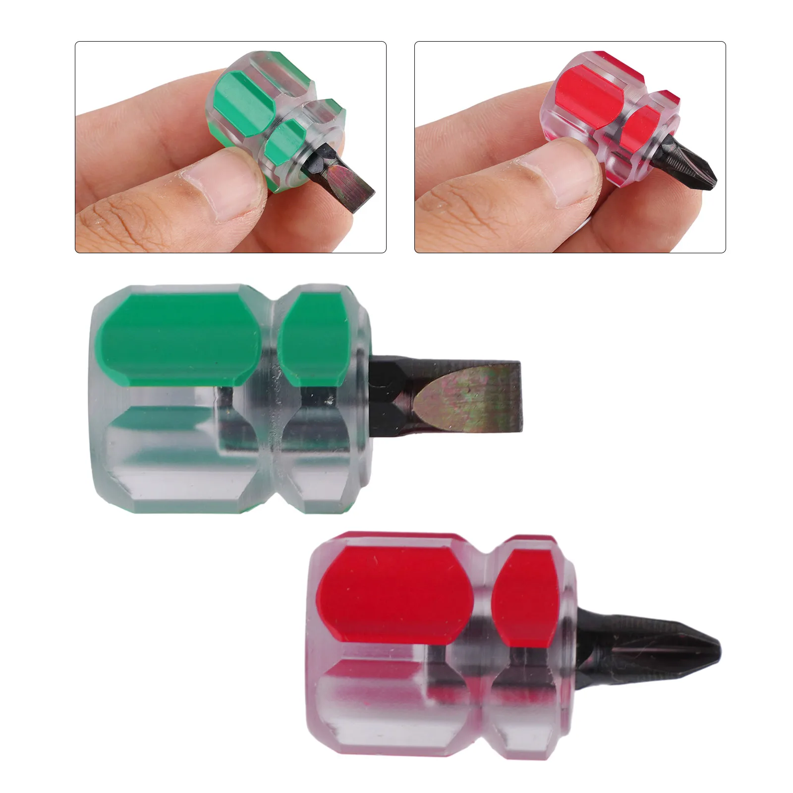 2Pc Flat Head Screwdriver Mini Small Portable Radish Head Screw Cross Head Driver Transparent Repair Hand Tools Accessories