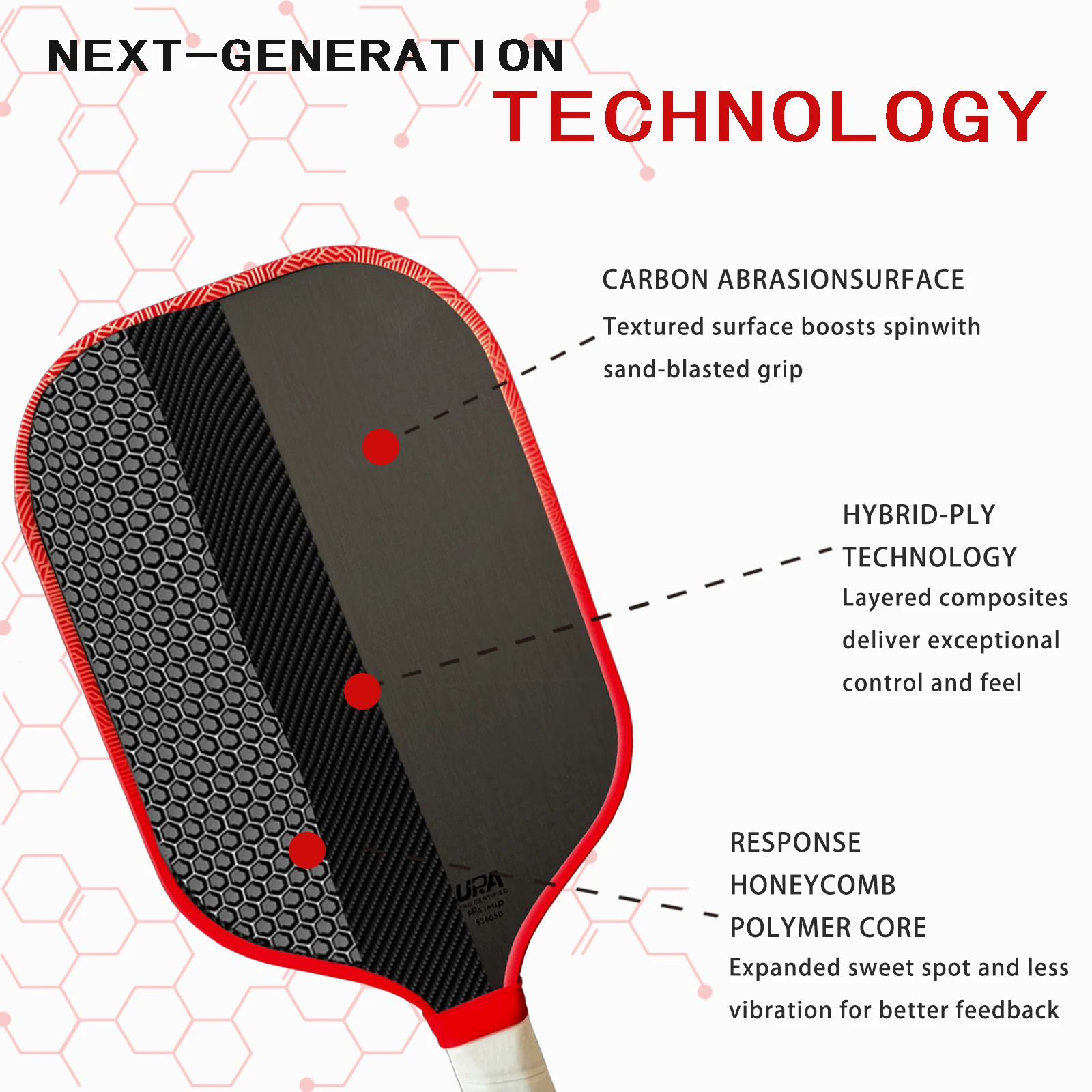 PROV Pickleball-Schläger aus Kohlefaser 5. Generation Kinetischer Rahmen, Energiespeicherung, Hocheffiziente Kraftübertragung, Stabile Stoßdämpfung – Detail 3