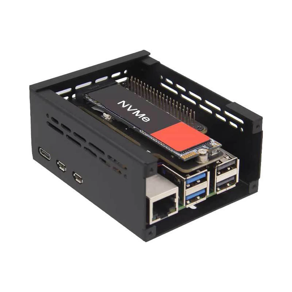

New!!X1015 For Raspbery Pi PCIE To M.2 NVME SSD Expansion Board With Case Support Nvme M.2 SSD Hailoai Module For RPI 5