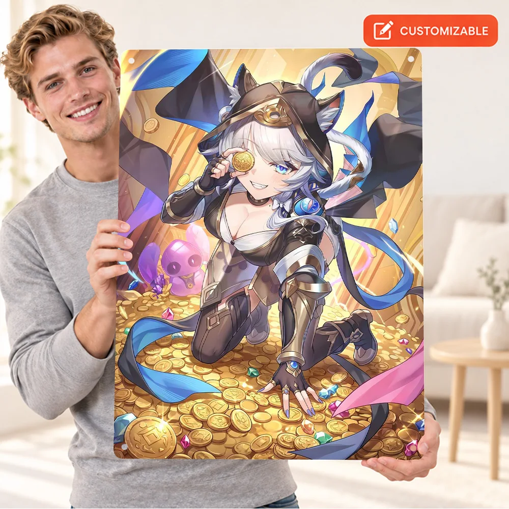 Cipher Honkai Star Rail Textured Metal Poster Personalized Aluminum Sign Japanese Animation Illustration Wall Art For Game Room