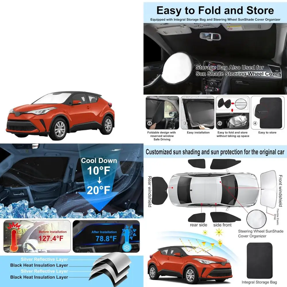 

6-Piece Window Shades for 2018-2023 CH-R, UV Protection & Privacy for Car Windows, Ideal for Camping, Napping, and Relaxing