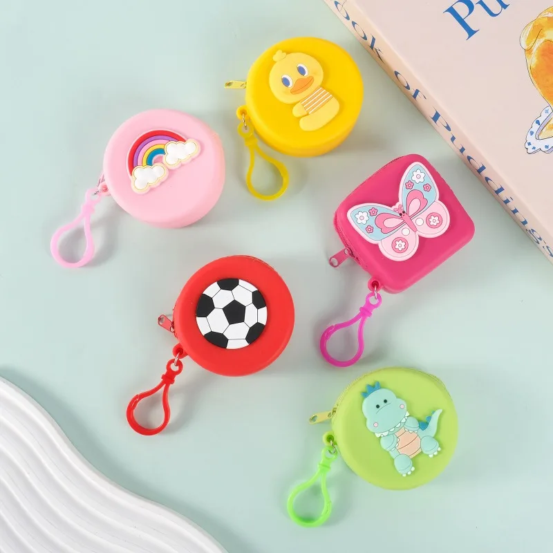 1PCS  Cute Animal Multifunctional Mini Earphone Storage Bag Cute Cartoon Coin Purse Silicone Wallet for AirPods Coins Keys
