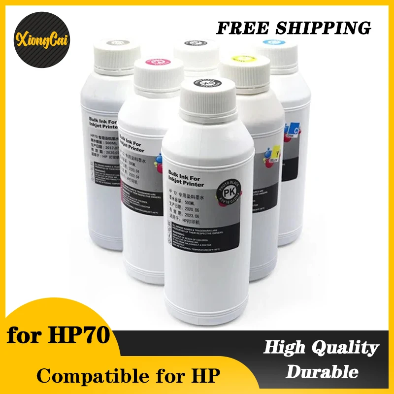 

500ML Dye Ink Compatible for HP 70 Ink Cartridge compatible for HP Designjet Z2100 Z3100 Z3200 Z5200 Z5400 Printer for HP70 Ink