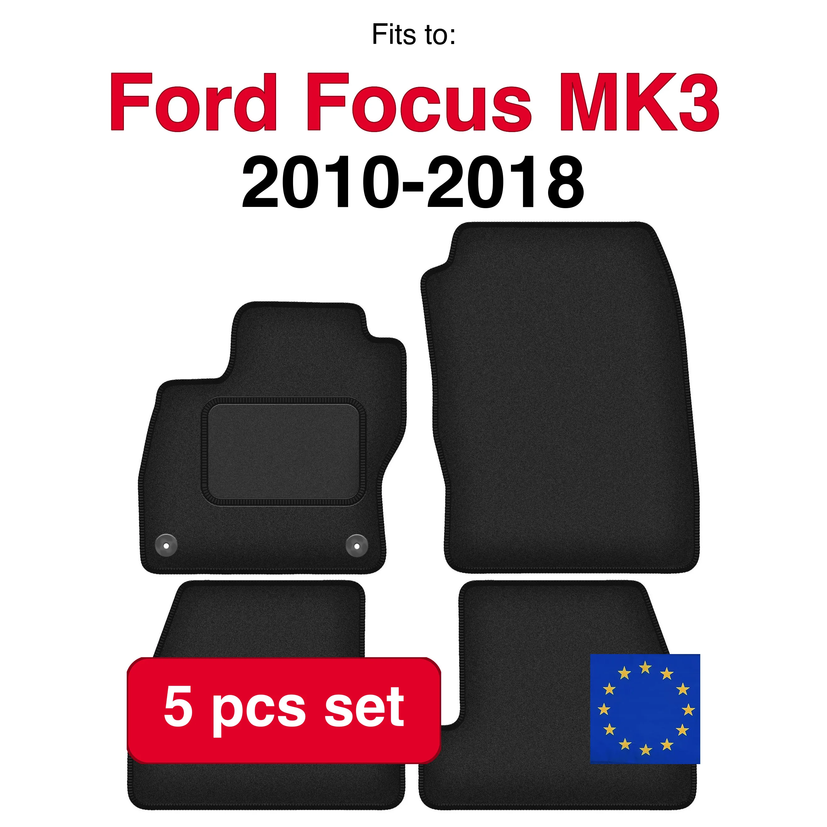 Image of Ford Focus MK3 Schrägheck, Limousine, Kombi (2010-2018) Velours-Autofußmatten-Set