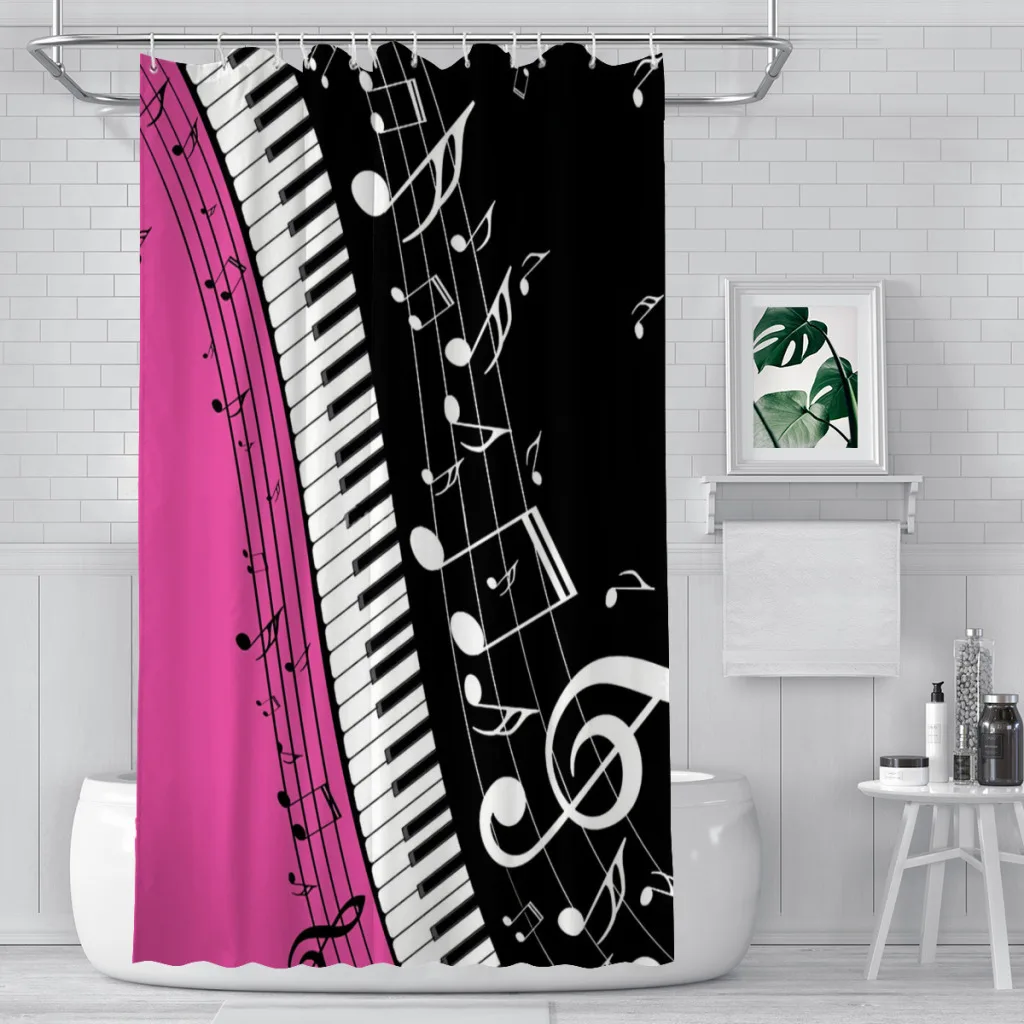 Piano Abstract Keys Bathroom Shower Curtains Music Notes Waterproof Partition Curtain Designed Home Decor Accessories