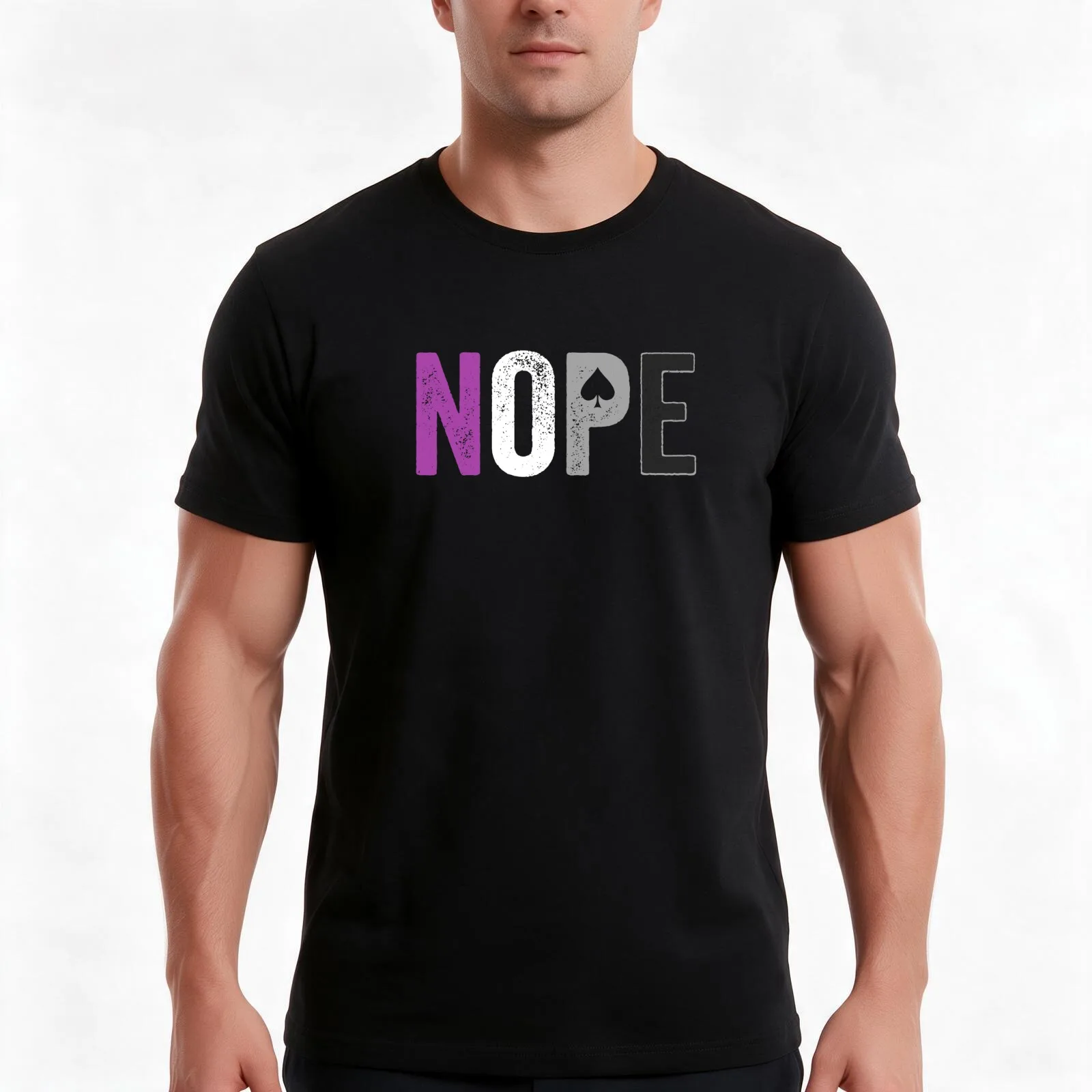 NOPE Asexual Pride Shirt - Asexuality ACE Flag Ally Gift T-Shirt, Summer Casual Cotton Tee, Oversized Streetwear Tops