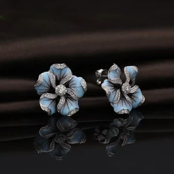 Delysia King Women Trendy Creative Zircon Flower Earring Hot Selling Gutta Percha High Grade Temperament Ear Stud