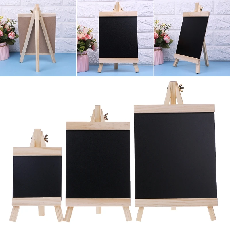 Desktop Message Blackboard Easel Chalkboard Kids Wood Writing Boards Collapsible Y98A