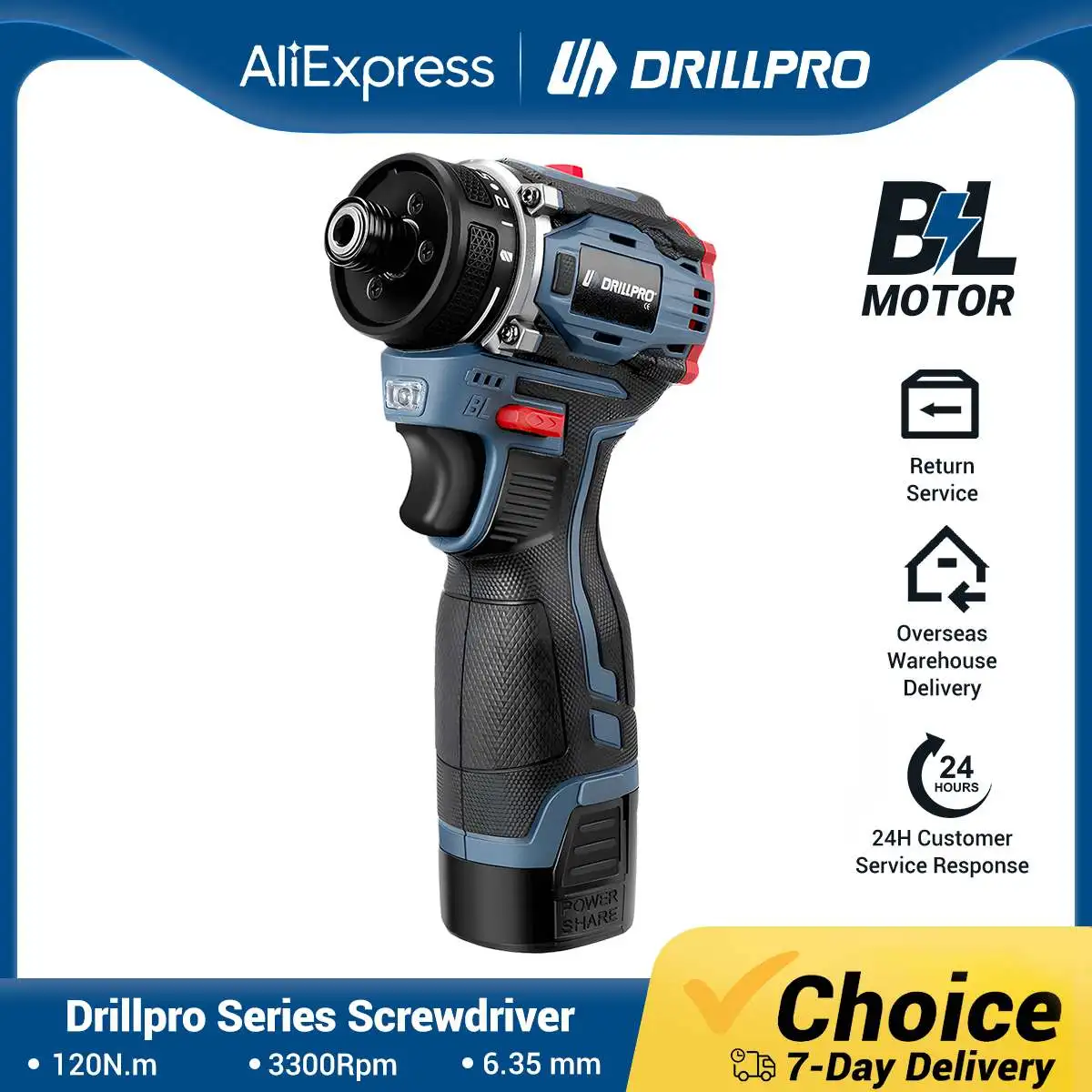 

Drillpro Brushless Cordless Impact Drill 120N.m Electric Screwdriver Wireless Hand Electric Hammer Drill 16V Battery Power Tools