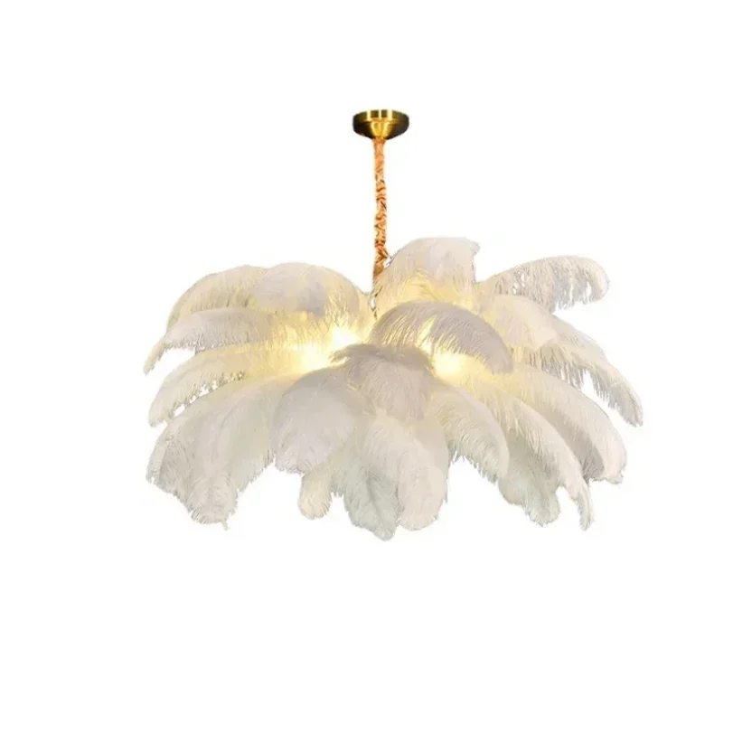 Modern Feather Ceiling Chandelier Living Room  Lamp Bedroom Hanging Lamp Pendant Light Ostrich Creative Decoration Shop Hotel