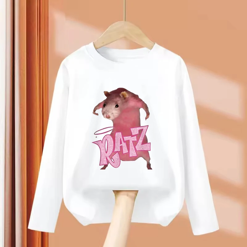 Long Sleeve Hip Hop Y2k Mouse Printed T Shirts Animal  Kids Children's T-shirt Boys Girls Summer Spring Casual Top Tee