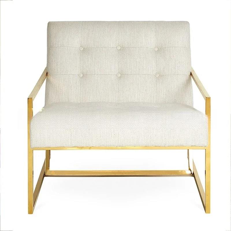 

Simple post-modern light luxury metal stainless steel single sofa furniture cafe reception negotiation sofa chair