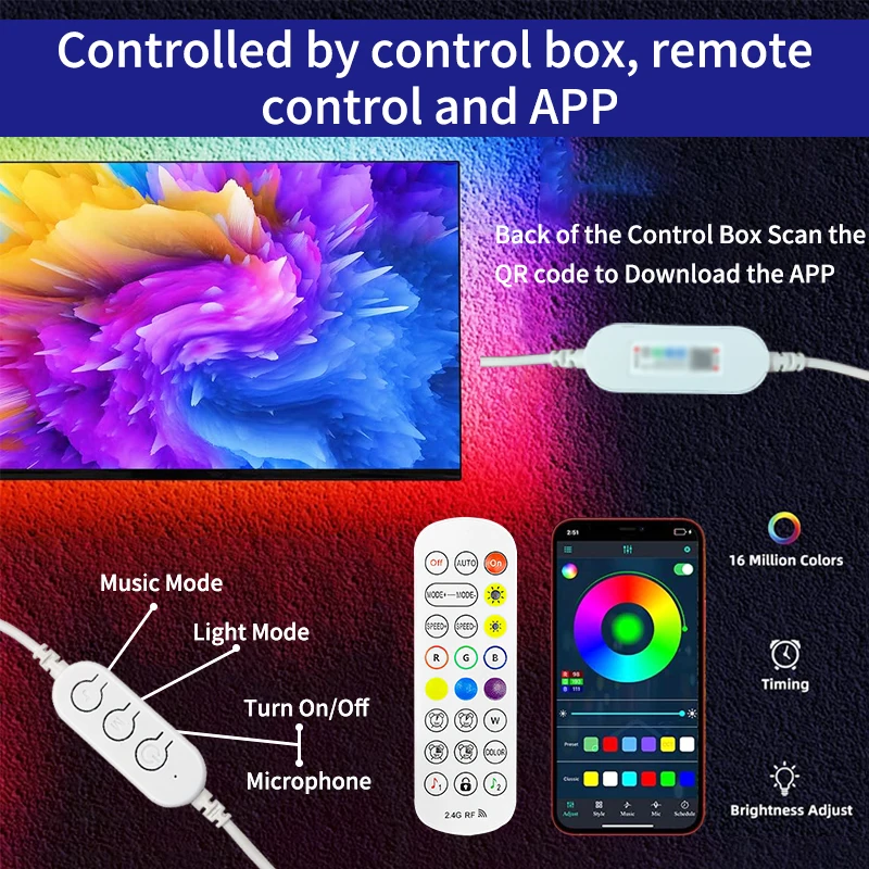 Tira de Luces Led RGB, 5m, 10m, 15m, luz Led para habitación con Control por aplicación, cinta Flexible, Luces, cinta Led para decoración de habitación y dormitorio