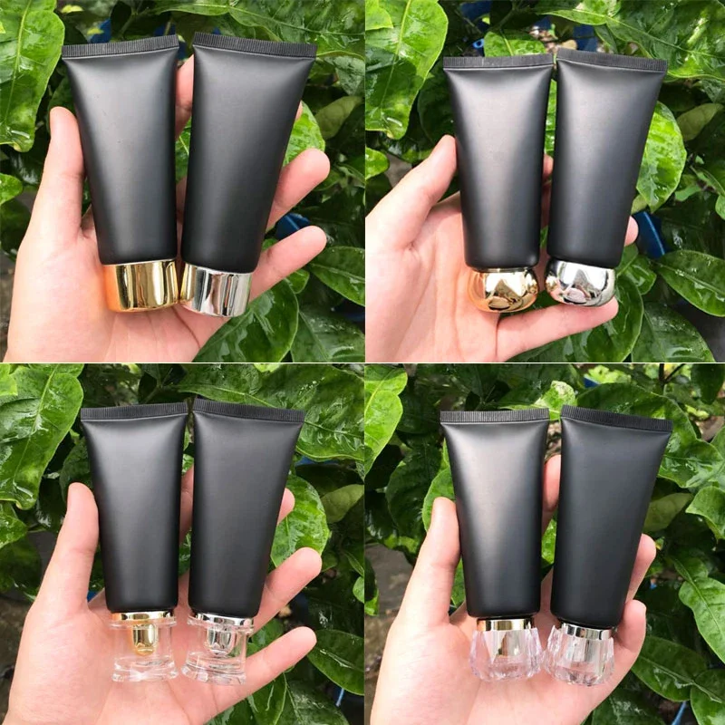 60 ml mattschwarze weiche Flasche 60 g leere Frost-Squeeze-Tube Kosmetikcreme Hautpflegelotion nachfüllbarer Behälter