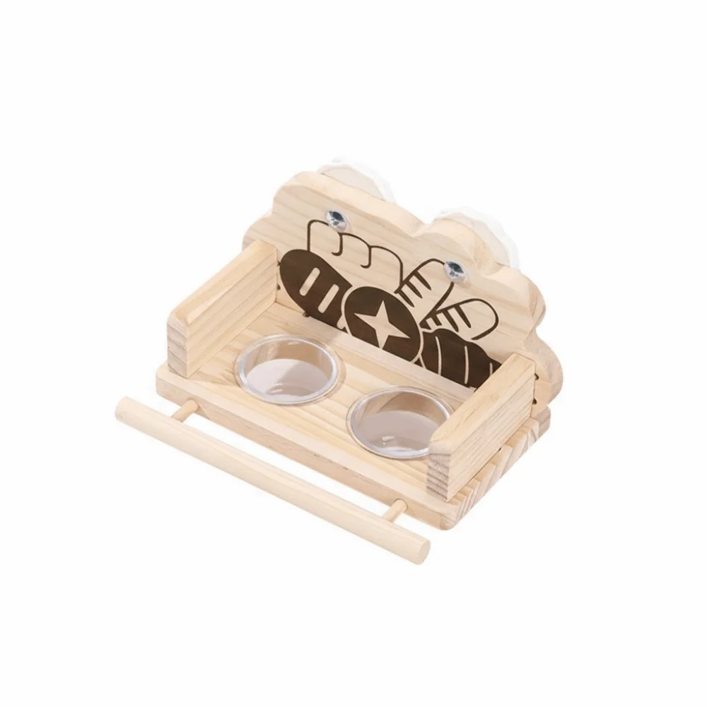 Wall Mount Bird Food Bowl Double Bowls Splash Proof Bird Water Feeder Bite Resistant Large Capacity Bird Station Stand