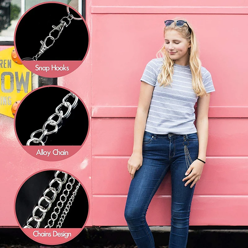 Punk Street Schlüsselanhänger Kette Frauen Männer Mond Stern Nieten Schädel Zubehör Wahl Rock Goth Hosen Taille Gürtel Kette Auf Jeans Jewerly – Detail 27