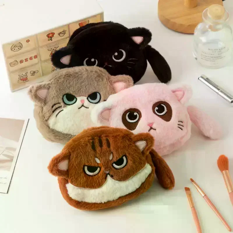 /Cna/Kitten Plush Coin Purse Cartoon Cat Wallet Money Change Pouch Earphone Bag Key Lipstick Storage Bags Kid Girl Gifts Lovely