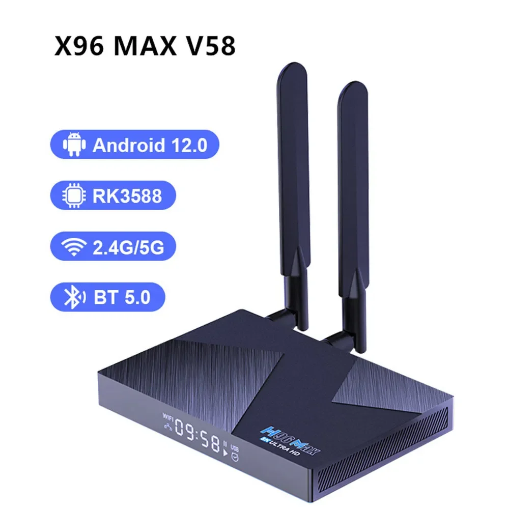 12 TV Box H96 MAX V58 Rockchip RK3588 Octa Core 8GB 64GB 1000M Ethernet WIFI6 5G 8K Media Player Set Top Box