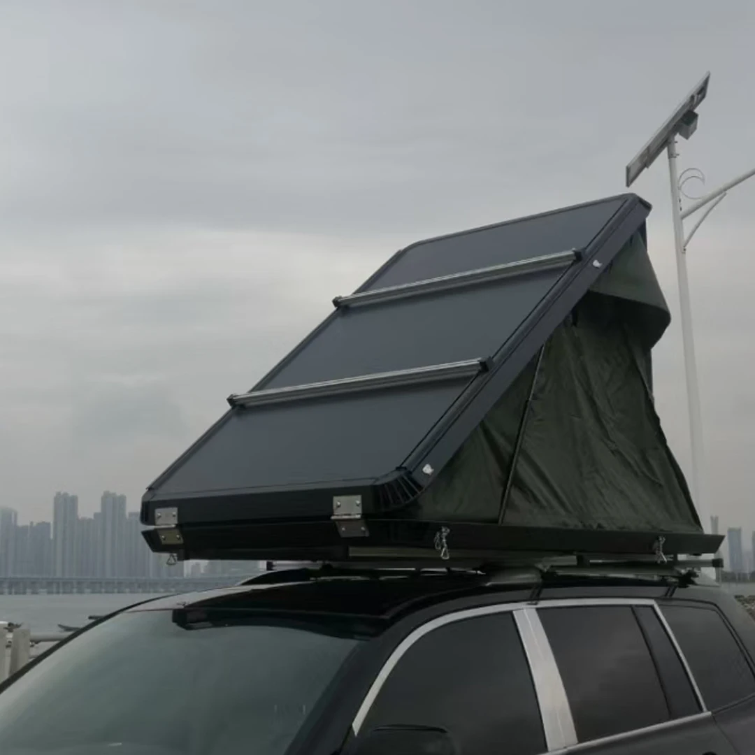 je-Off Road 4x4 Side Open 2-3 Person Clamshell Rooftop Tent for Camping Triangle Hard Shell Car Roof Top Tent