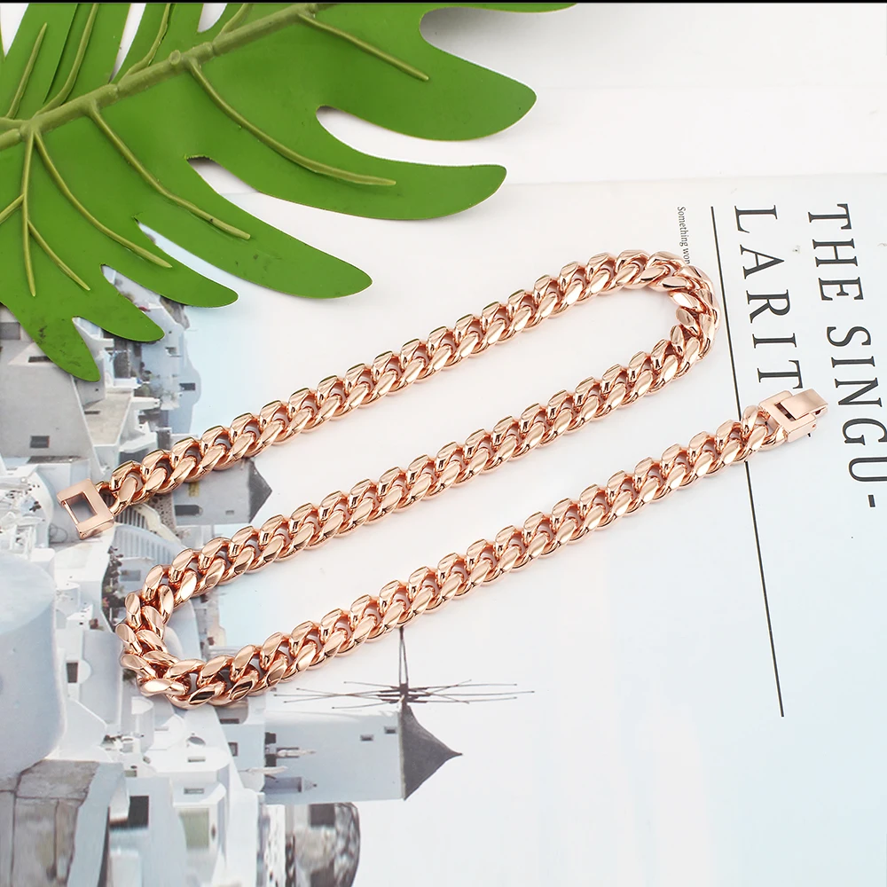 Charm Cuabn Chain for Men Women 316L Stainless Steel Necklace Rose Gold Hip Hop Collar Fashion Luxury Jewelry Accessories Gift