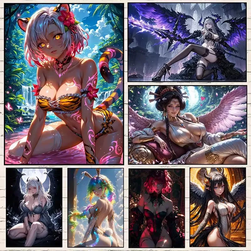 

Fashion Sexy Anime Demon Girl Fantasy Witch Dark Art Full Drill Diy Diamond Painting Wall Art Mosaic Picture Living Room Decor