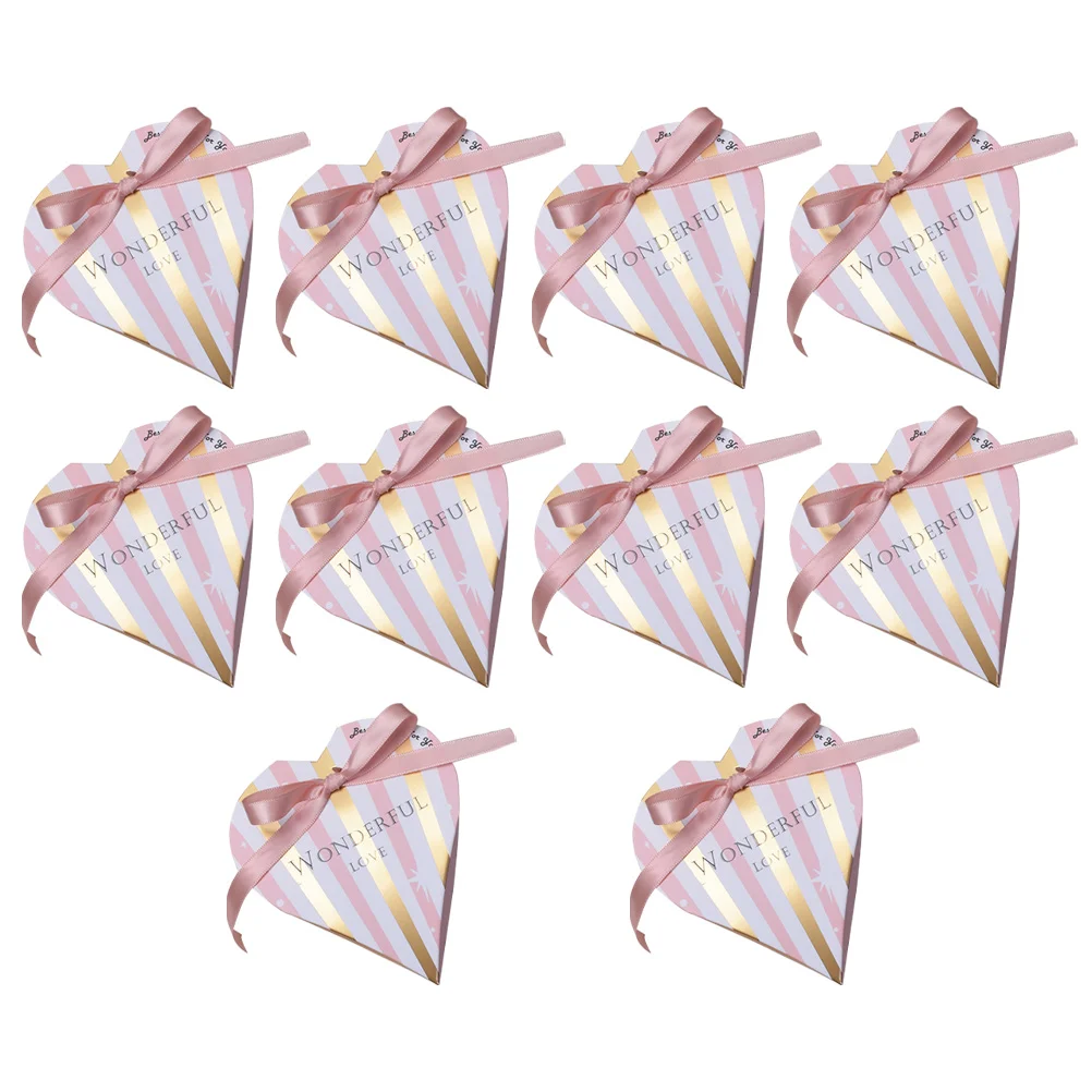 

10PCS Premium Paper Candy Boxes Heart Shaped Fillable Containers Wedding Favor Sturdy Storage Sweets Box Household Storage