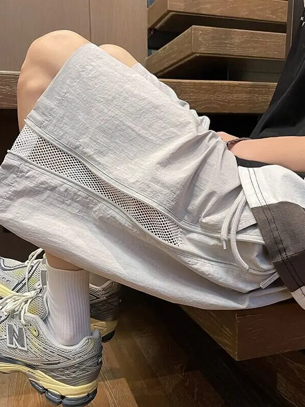 

Женские летние тонкие свободные шорты Spor Me Qui Dry с прямыми штанинами, боковой молнией и завышенной талией, из полиэфирного волокна