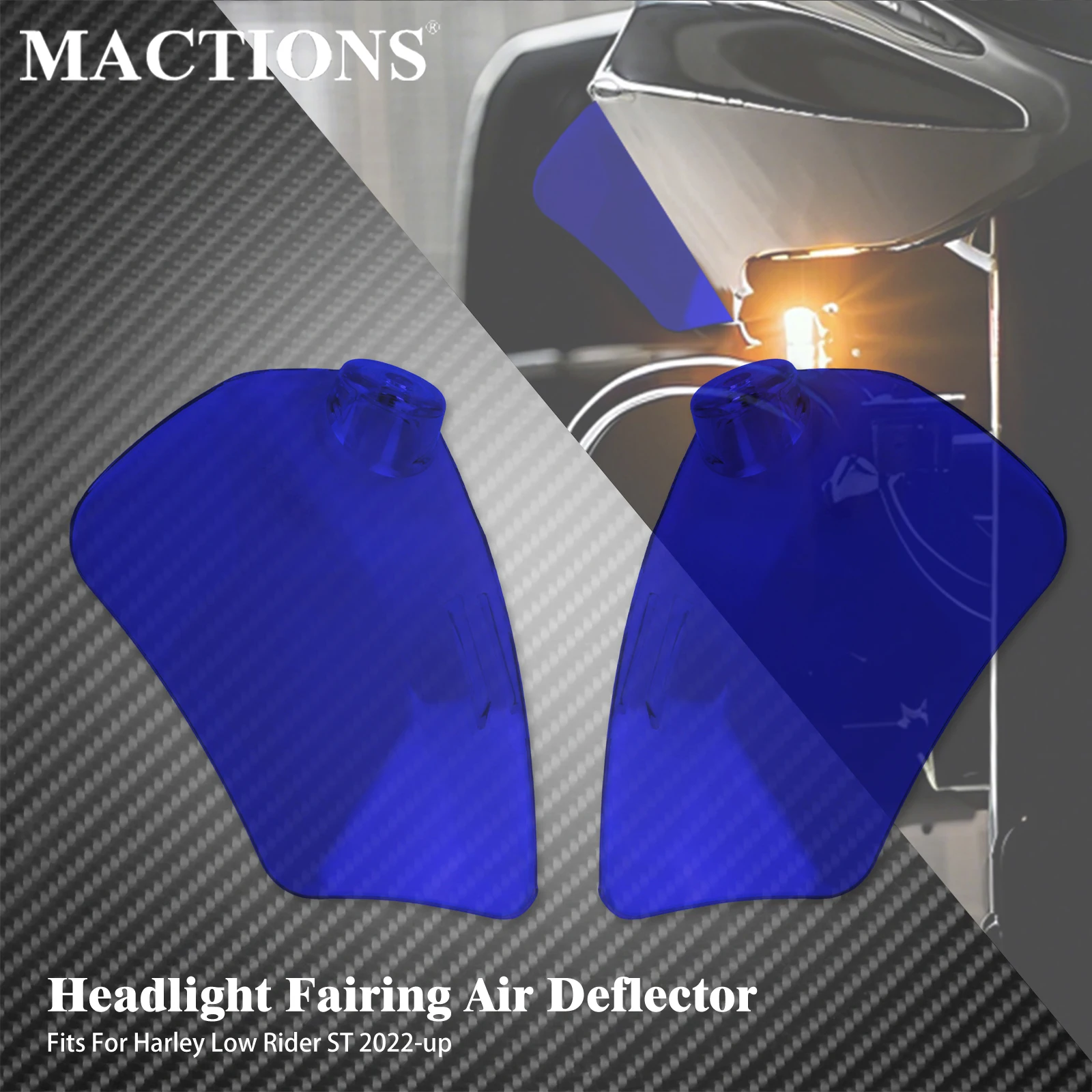 

Motorcycle Side Wing Windshield Cover Headlight Fairing Air Deflector Blue For Harley Softail Low Rider ST FXLRST 2022-Later