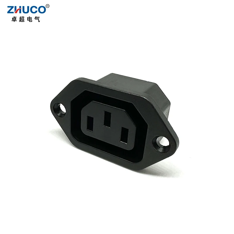 1PC LZ-F-1 10A 250V IEC320 C14 3 Pins Chassis Panel Mounted Inlet Plug Connector Electrical Female AC Power Socket 3 Terminals