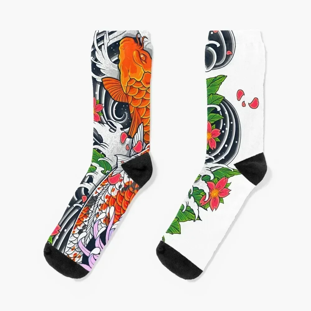 Koi Fish Pond Socks golf kawaii shoes Christmas Socks Girl Men's