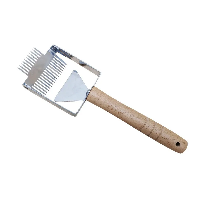For Beekeeping Tools Wooden Handle Double Head Balance Honey Cutting Fork Stainless Steel Needle Spleen Scraper for Honey