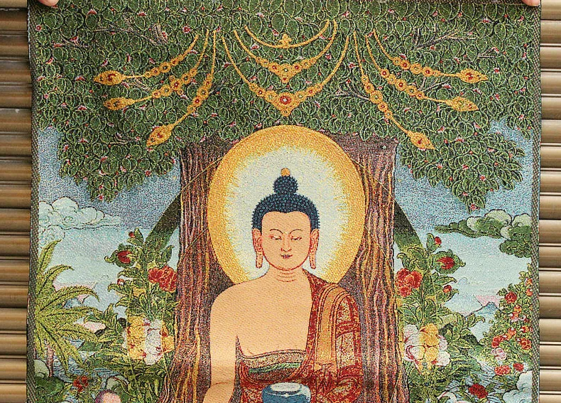 Tibetan Buddhism Cloth Silk Shakyamuni Sakyamuni Amitabha Buddha Thangka Thanka