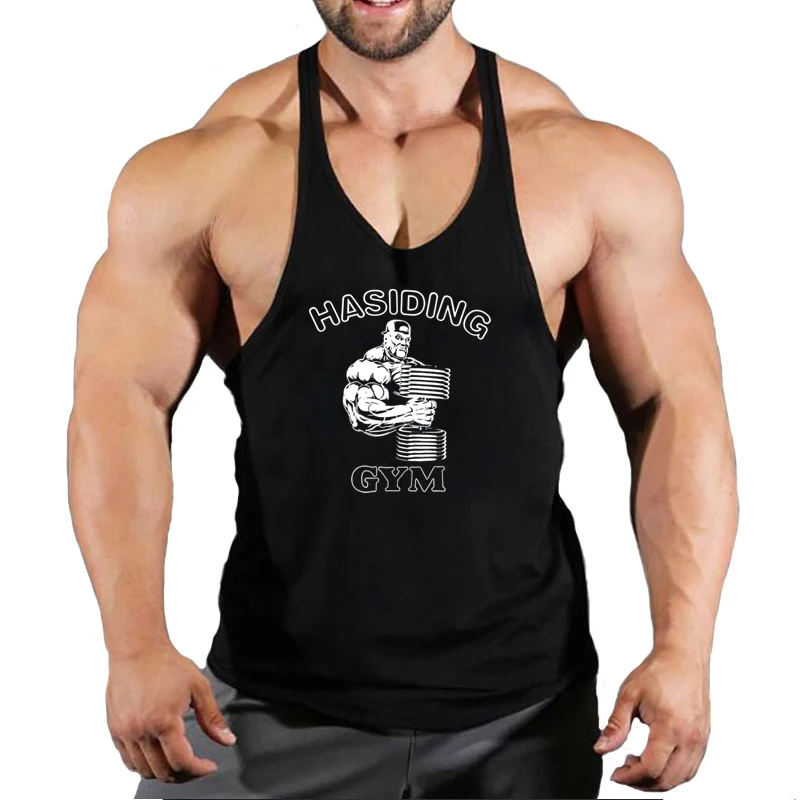 Brand Gyms Stringer Clothing Bodybuilding Tank Tops Men Fitness Singlet Sleeveless Shirt Printed Cotton Muscle Vest Undershirt