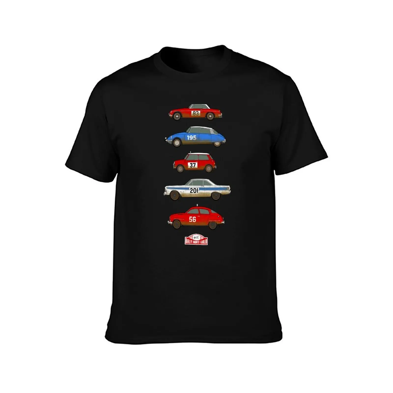 1964 Monte Carlo Rally Classic Car Collection T-Shirt Stain Resistant Casual Tee