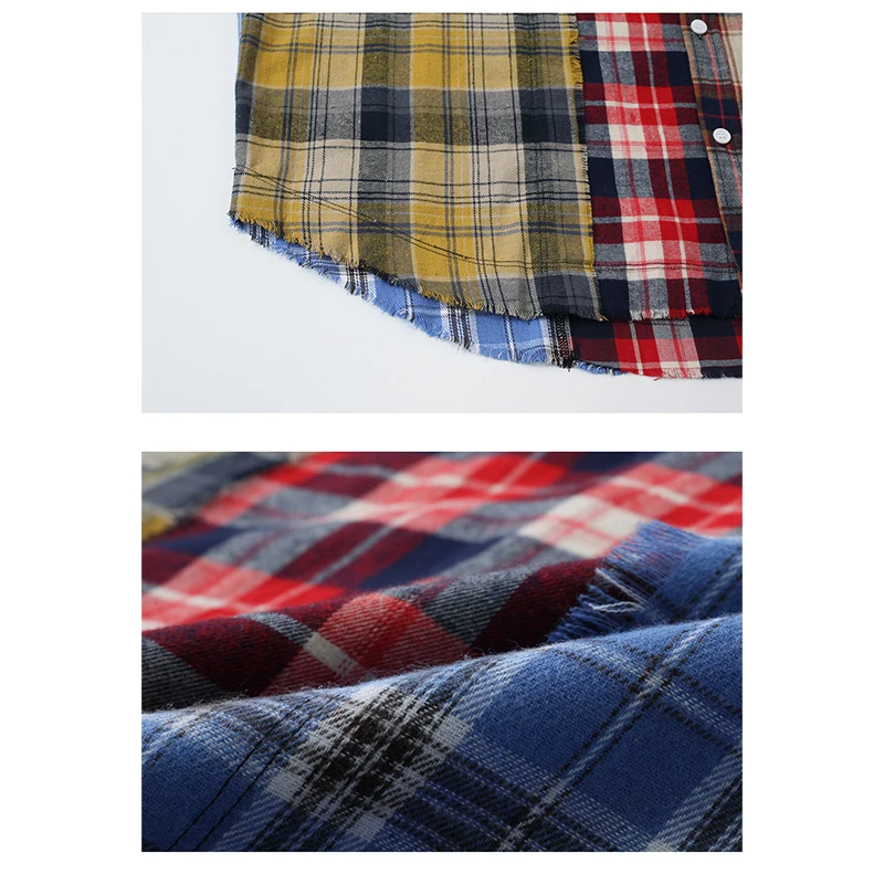 Women Patchwork Plaid Shirts and Blouses Y2k Vintage Korean Harajuku Fashion 90s Elegant Long Sleeve Polo-Neck Shirt Top Clothes