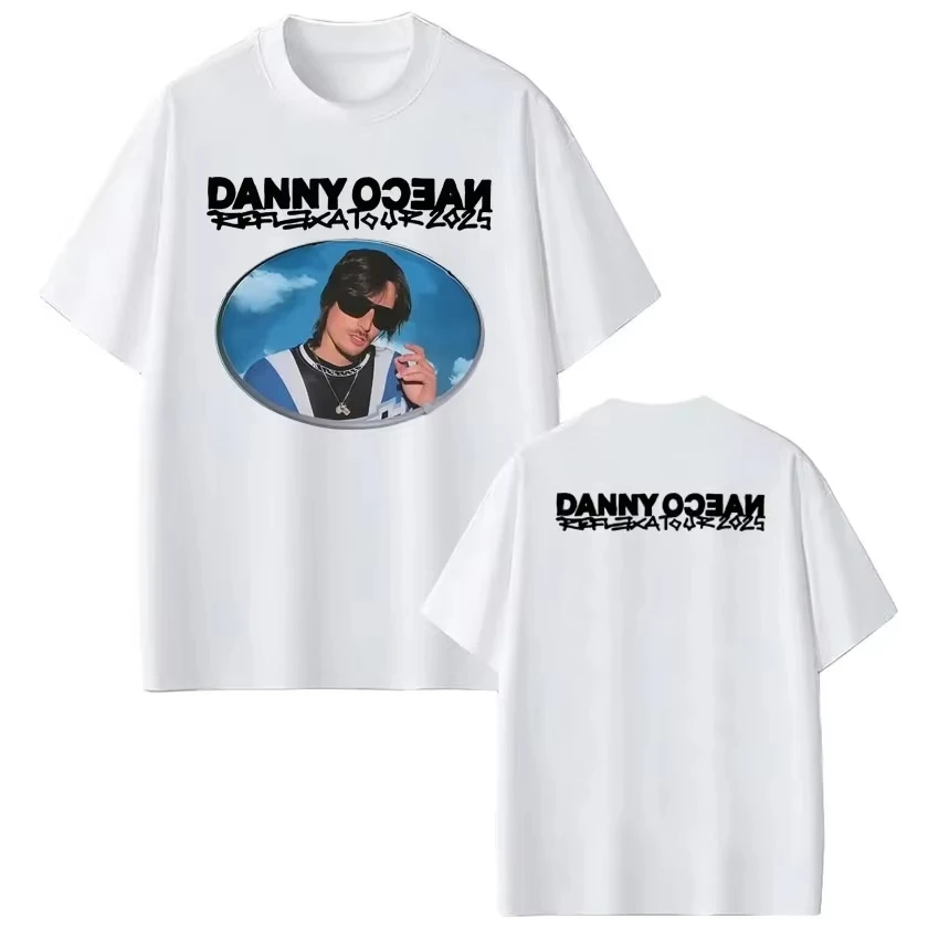 

Футболка с графическим принтом Rapper Danny Ocean Reflexa Tour 2026, мужская одежда в стиле хип-хоп, повседневные хлопковые футболки высокого качества с короткими рукавами