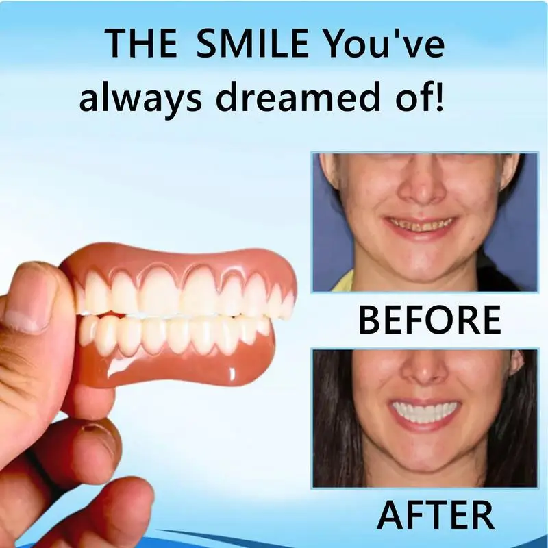 Kit de forro de dentadura de silicone natural, folheados de dentes de encaixe de ajuste confortável, conjunto profissional de reparo de dentes e delineador para adultos