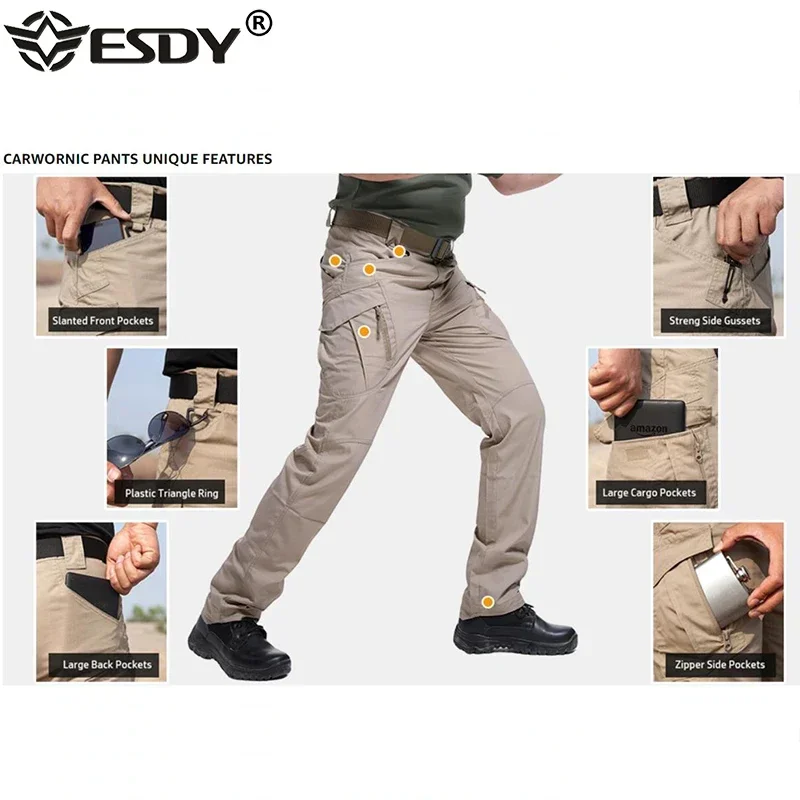 Men\'s Multi-pocket X9 Military Tactical Pants Outdoor Rip-Stop Man Casual Waterproof Cargo Pant Lightweight Zipper Trousers