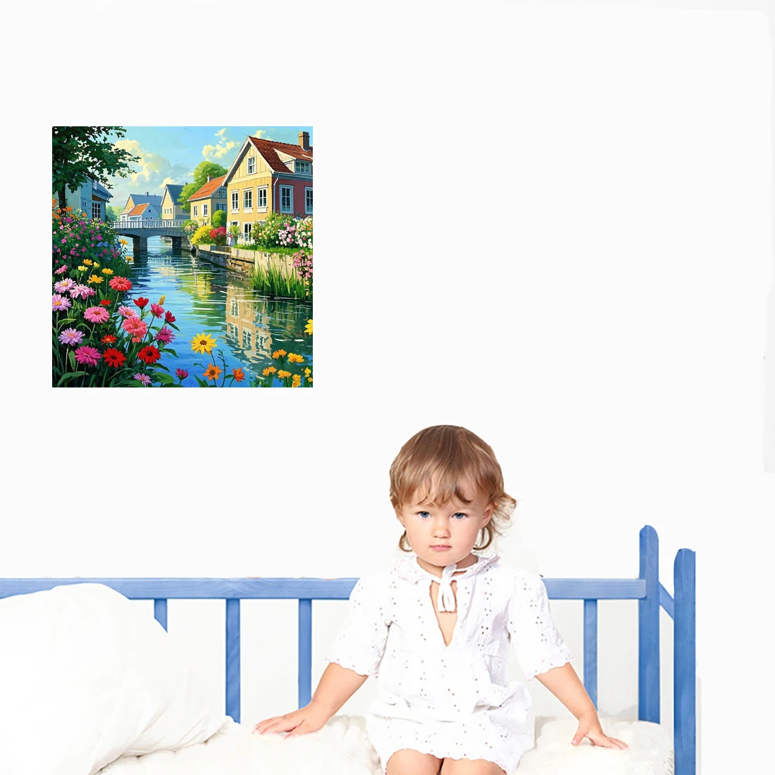 Three Ratels QHH115 Beautiful rural style water town colorful wall stickers for home decoration