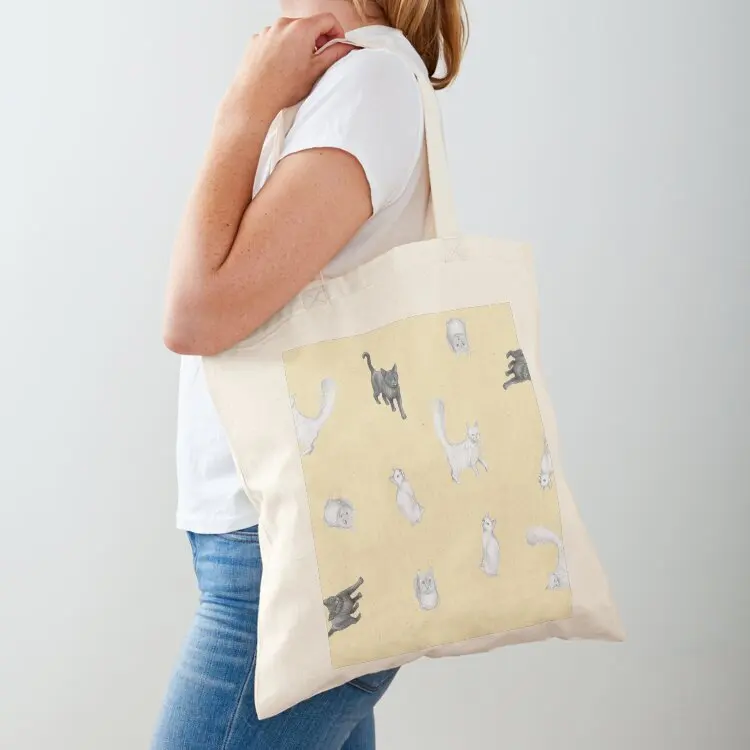 

Cat Studies Sketches in Pencil Tote Bag shopping bag logo canvas tote reusable shopping bag Women's