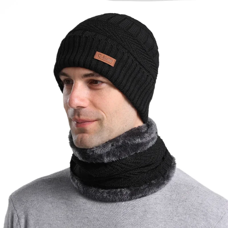 2024 New Winter sciarpa da uomo cappello lavorato a maglia Set maschera berretti caldi cappelli spessi in velluto uomo Skullies berretti donna Cap