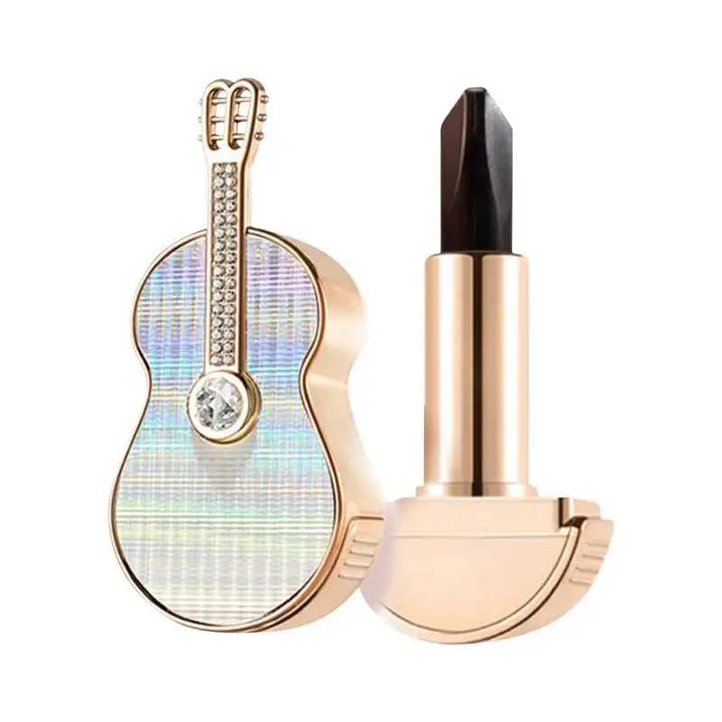 Lápiz labial para guitarra, Pintalabios de terciopelo hidratante mate que cambia de Color, Copa antiadherente de larga duración, 3 colores en 1