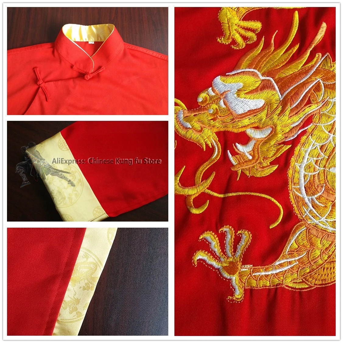 Dragon Embroidery Wing Chun IP Man Robe Tai chi Kung fu Suit Wushu Martial arts Uniform