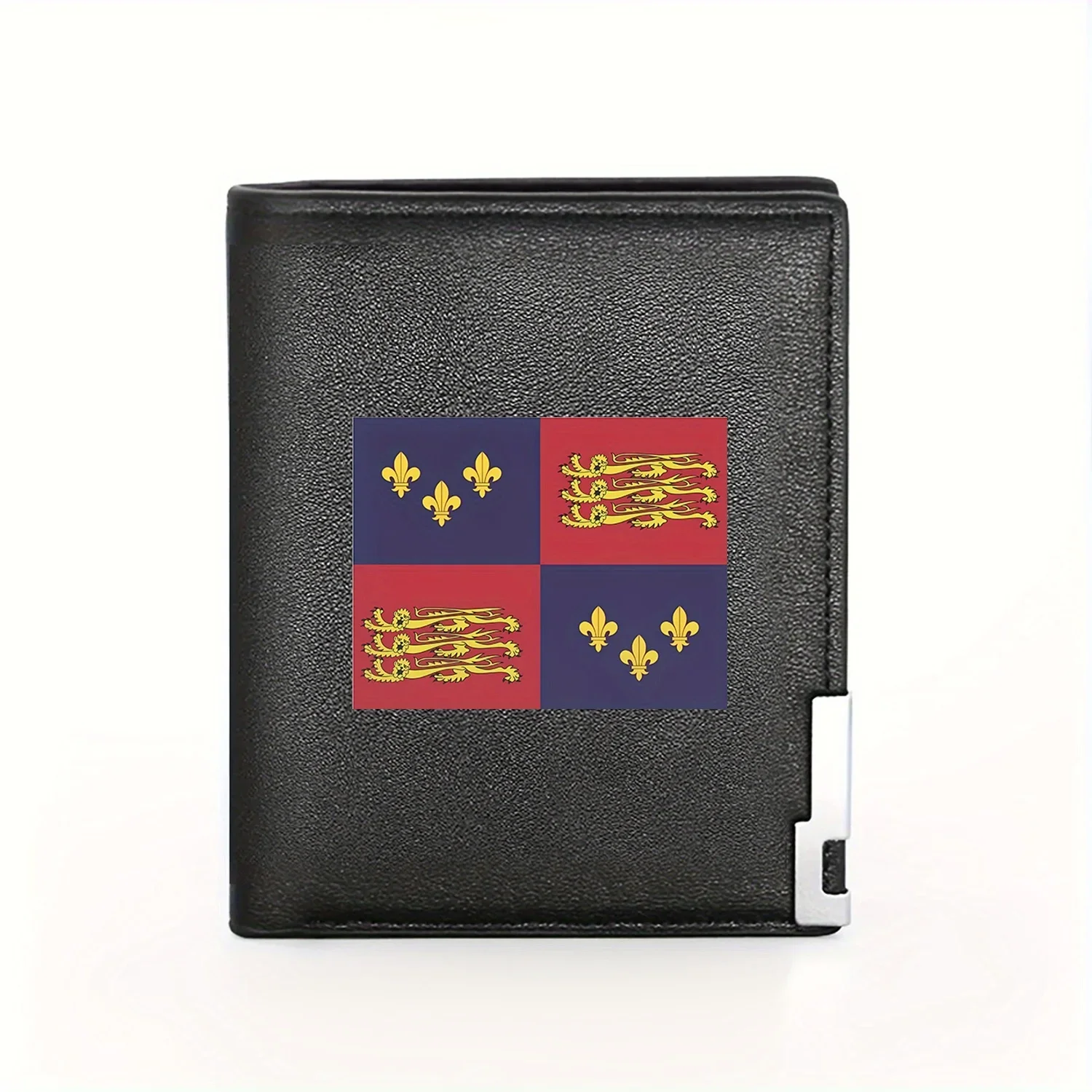 

Элегантный мужской кошелек Royal Crest: три Fleur-de-lis и Lions Passant Guardant Деловой повседневный стильный практичный качественный красивый W