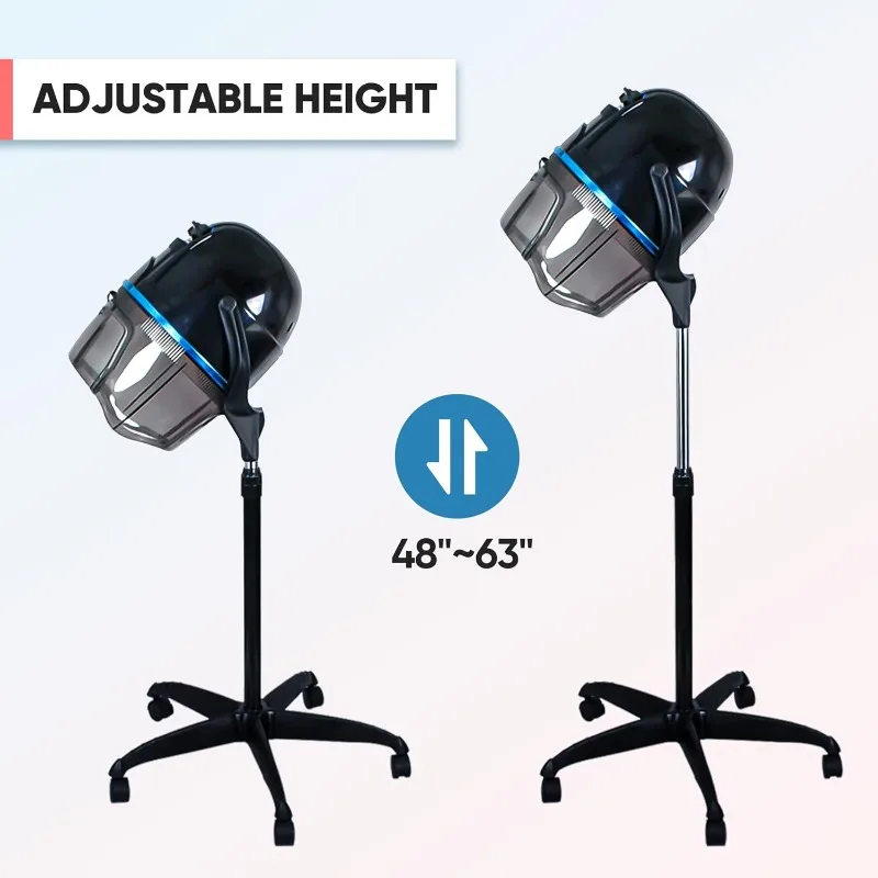 Zeny stand up secador de cabelo 1300w piso ajustável com capuz capô secadores de cabelo com rodas rolantes equipamento profissional do salão de beleza