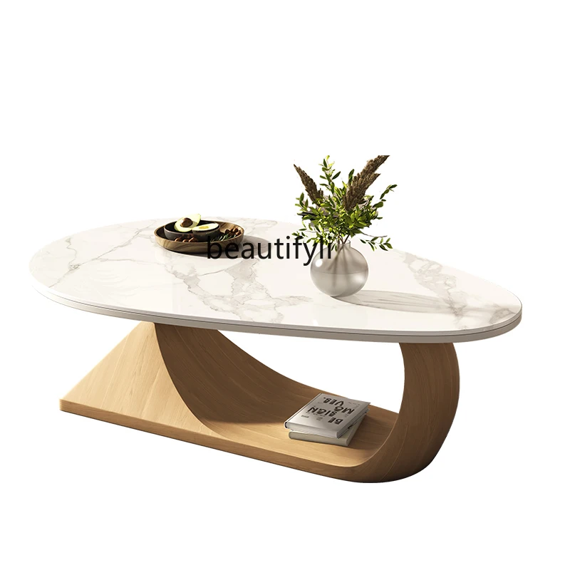 

LBX Creative Coffee Table Combination Simple Modern Special-Shaped Light Luxury Stone Plate Tea Table