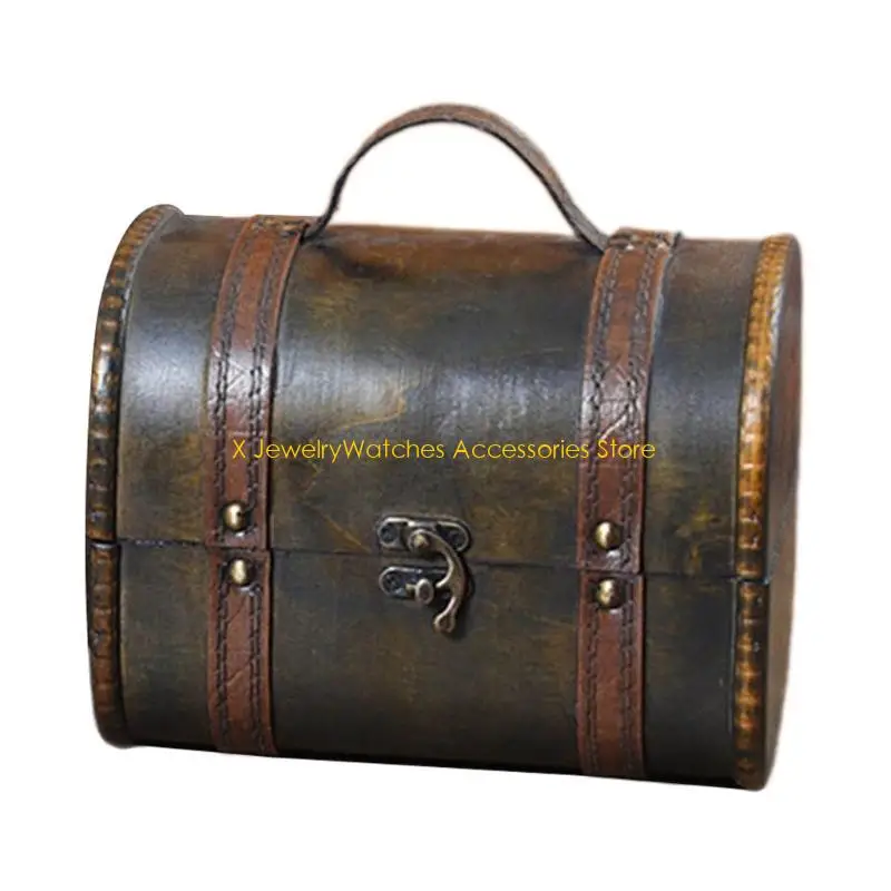 

31KD Органайзеры для ювелирных изделий Портативная коробка для ожерелья Текстура дерева Подходит для домашних путешествий