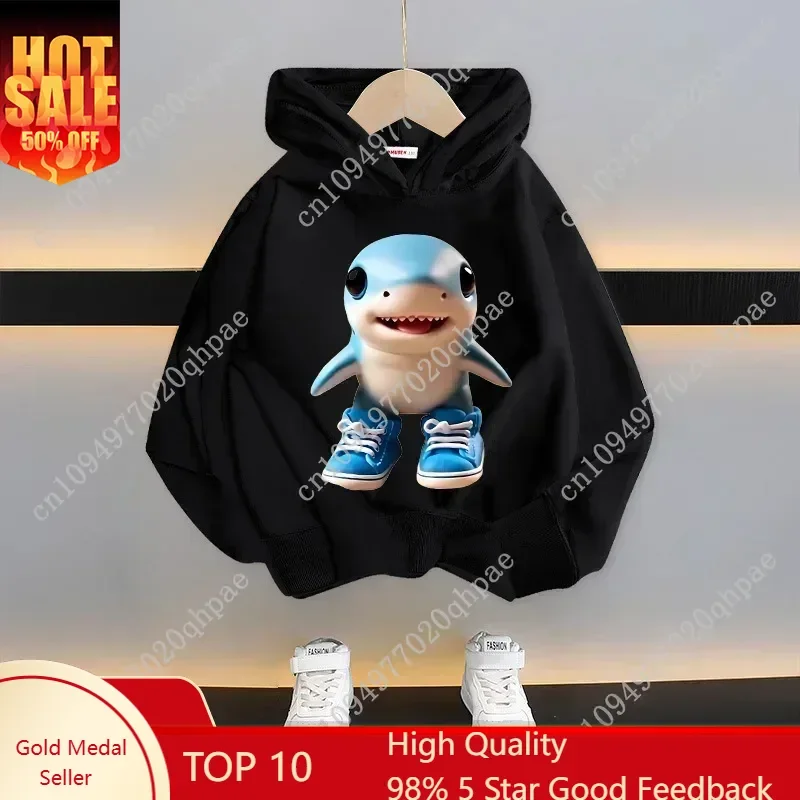 

Cartoon Fun Foreign Classic Shan Hai Jing Tralalero Tralala Printed Children's Autumn Winter Casual Comfort Warm Sweatshirt