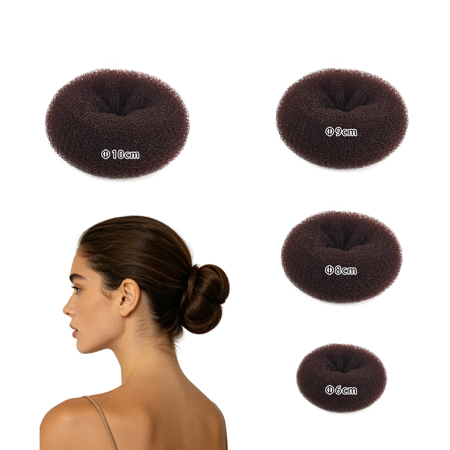 2 Colors Each With 4 Sizes Hair Bun Donut - Easy Fast Hair Styling Tool for Women Daily Hair Accessories