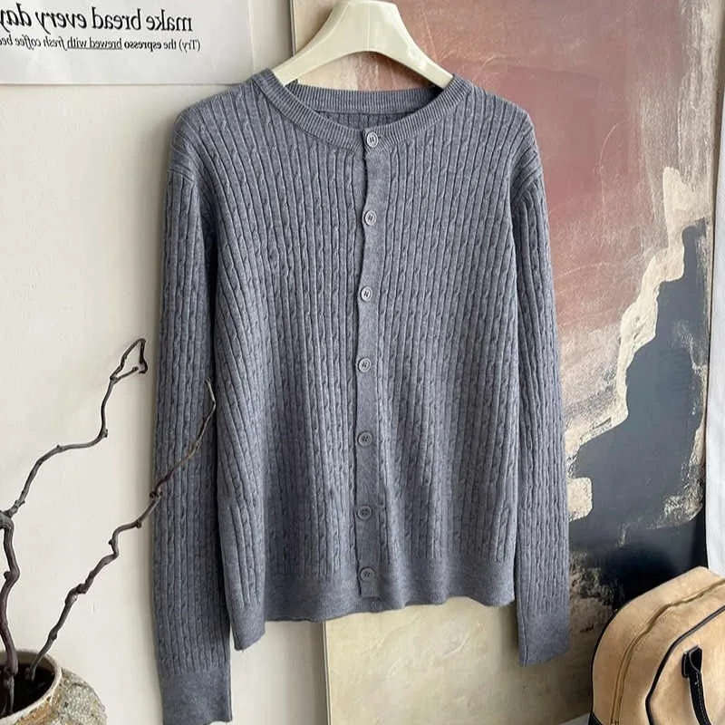 

Knitwears White Fashion Long Sleeve Knitted Sweater Women Cardigans O-Neck Knit Sweater Cardigan Women Tops Sueter Feminino Q707
